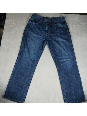 Vintage Billabong Exhaust Relaxed Jeans Size 34x30 Green Highlights Dark Wash